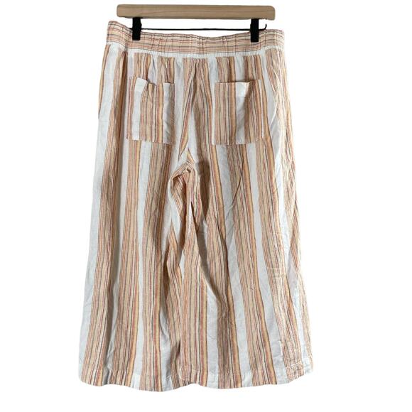 Cloth & Stone Orange & White Striped Wide Leg Cropped Pants - Size Large - Linen - Picture 7 of 7